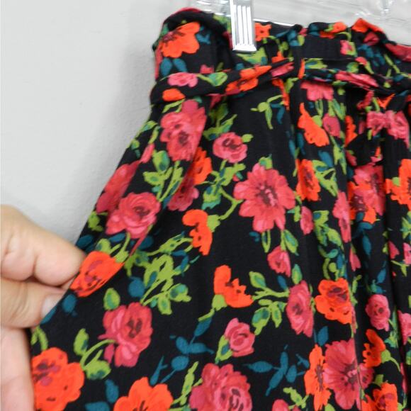 Express Floral Skirt Size XL Pleated Tie Waist Boho Flirty Summer Mini Cottage - Picture 2 of 12